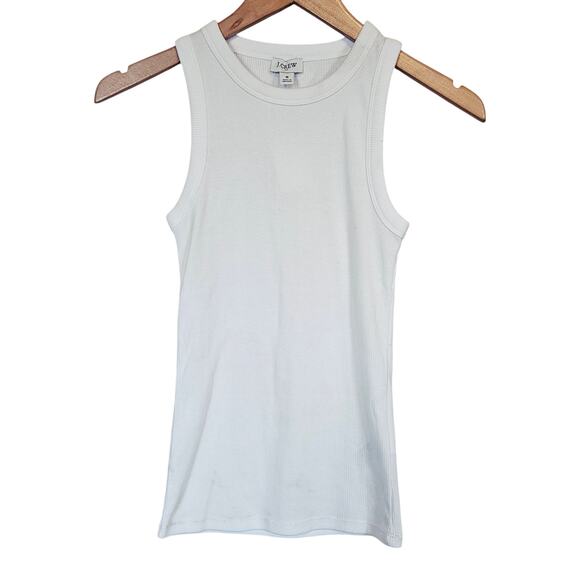 J Crew Factory High Neck Ribbed Tank Top White Women's Size Small Casual Summer - Picture 1 of 7